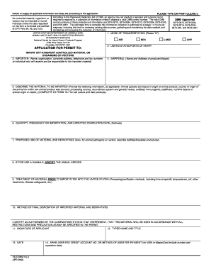USDA APHIS Import Permit Application