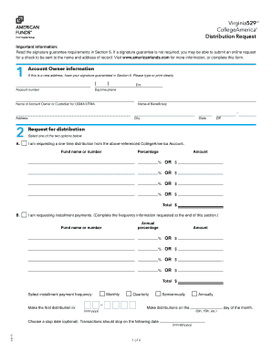 Virginia529 CollegeAmerica Distribution Request
