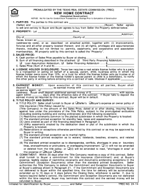 Amendment to contract trec - 24-14, NEW HOME CONTRACT (COMPLETED CONSTRUCTION) - trec texas