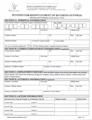 Fillable Online barbercosmo ca Petition for Reinstatement of a License ...