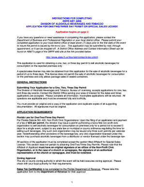 Florida One/Two/Three Day Permit Application