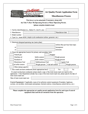Air Quality Permit Application Form