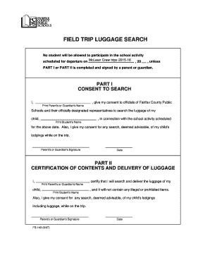 Field Trip Luggage Search Consent Form