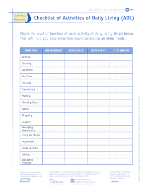 Activities Daily Living Adl - Fill Online, Printable, Fillable, Blank |  pdfFiller