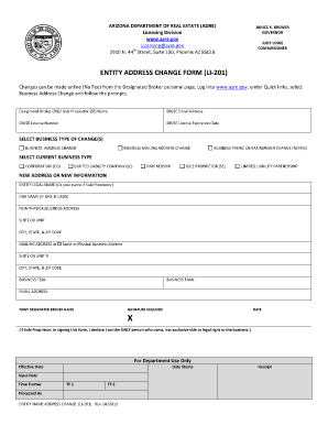 Arizona Entity Address Change Form