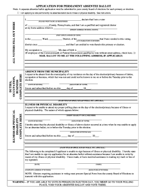 Pennsylvania Permanent Absentee Ballot Application