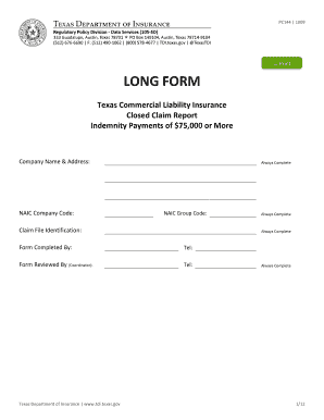 Texas Closed Claim Report