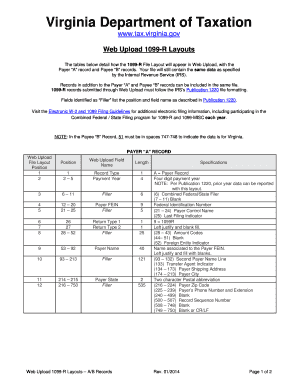Virginia 1099-R Web Upload Layout