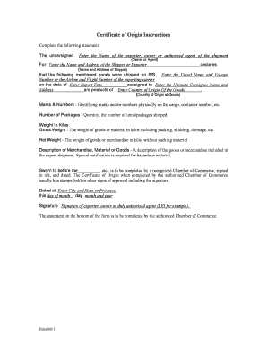 Certificate of Origin