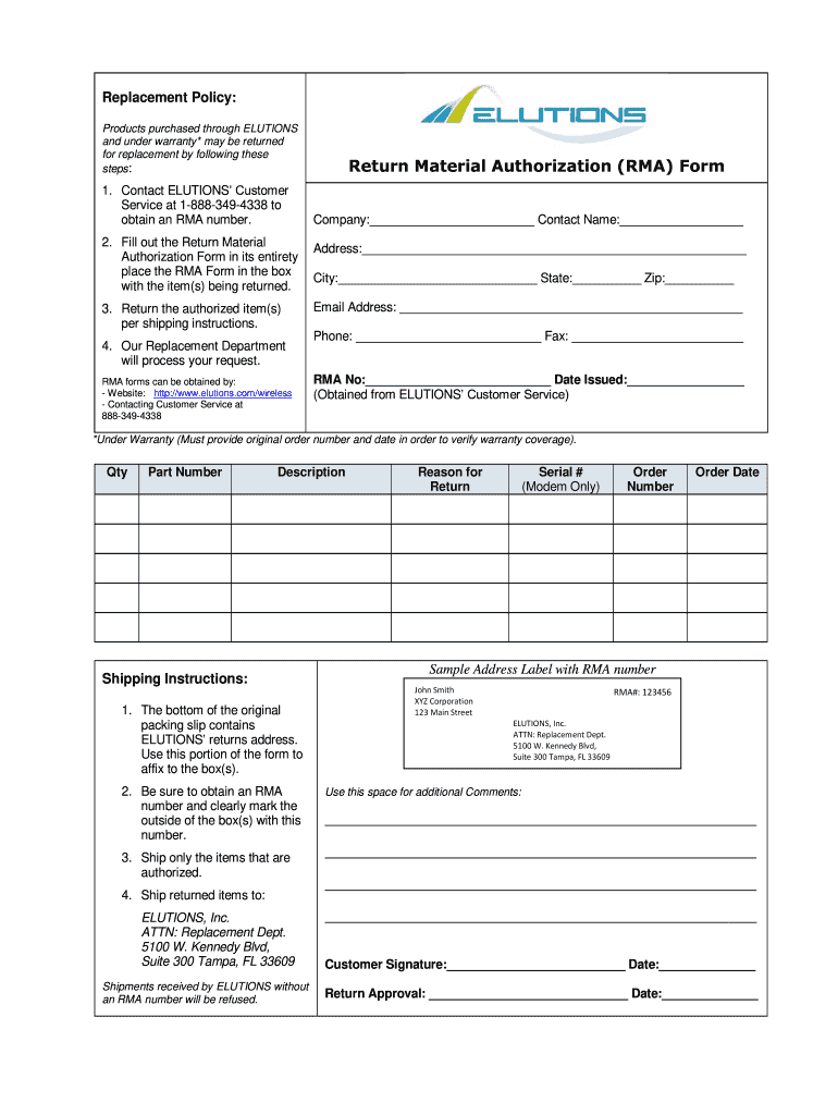 Return Authorization Form Template