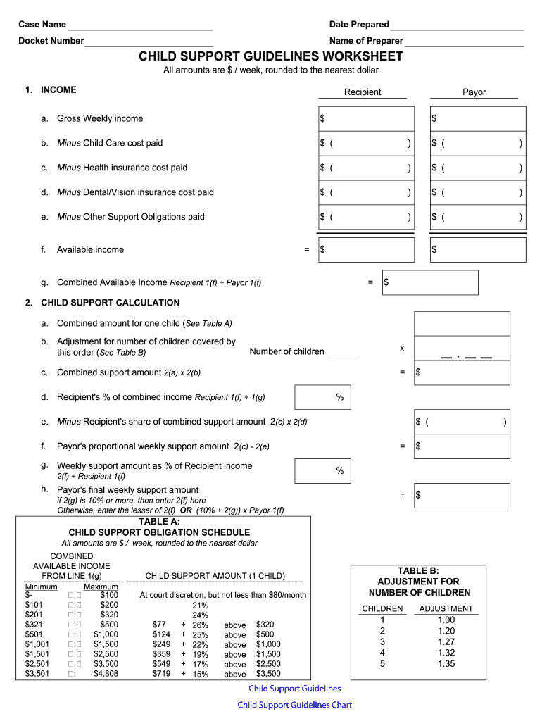 child support worksheet 2022Fill Online, Printable, Fillable, Blank -  pdfFiller
