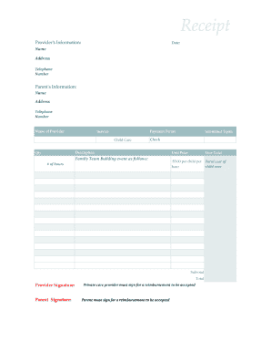 Payment receipt - printable daycare forms templates