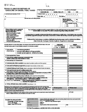 Texas Claim for Refund of Gasoline or Diesel Fuel Taxes