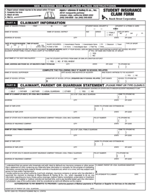 Student Insurance Claim Form