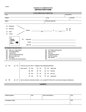 Employee Separation Form