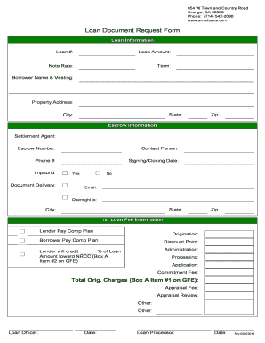Loan Document Request Form