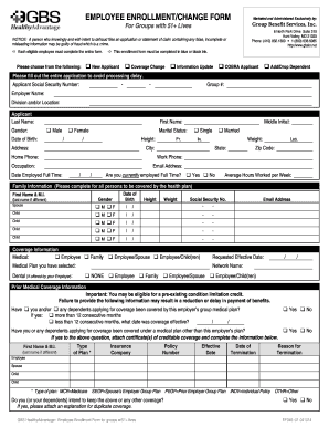 Employee Enrollment Form for Group Health Benefits
