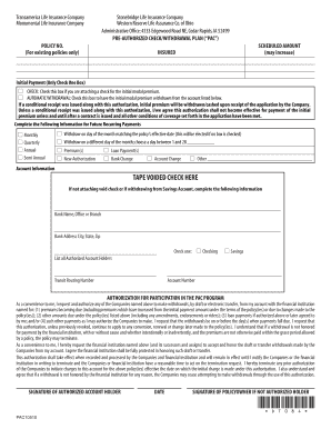 Pre-Authorized Check/Withdrawal Plan Form