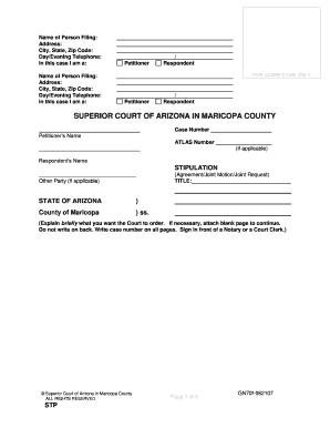 Arizona Stipulation Agreement Form