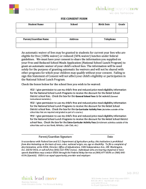 Fee Consent Form