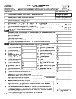 Schedule C Profit or Loss From Business
