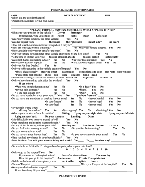 Personal Injury Questionnaire