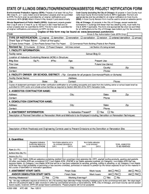 Illinois Demolition/Renovation/Asbestos Project Notification Form