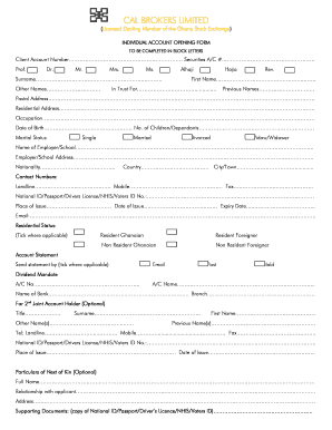 Ghana Stock Exchange Individual Account Opening Form