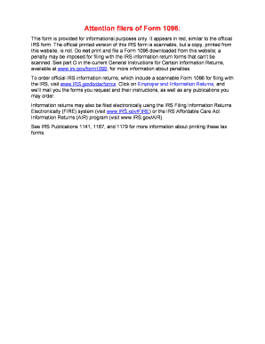 IRS Form 1096 Annual Summary and Transmittal