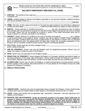 Hunter immunization form - Seller's Temporary Residential Lease - Texas Real Estate ... - trec texas