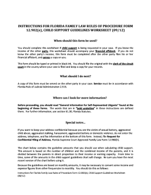Florida Child Support Guidelines Worksheet