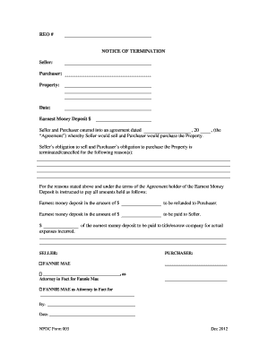Notice of Termination for Real Estate Agreement