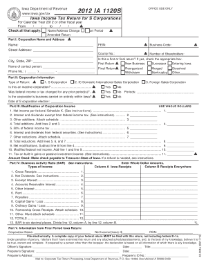 Iowa Income Tax Return for S Corporations