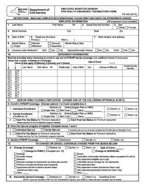 NYS Health Insurance Transaction Form