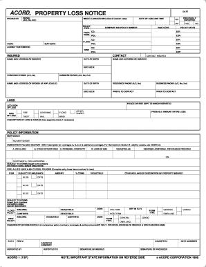 Property Loss Notice Form