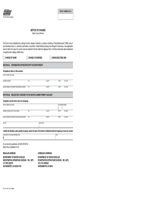 California Motor Carrier Permit Change Notice
