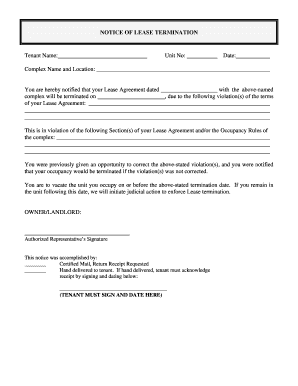 Notice of Lease Termination