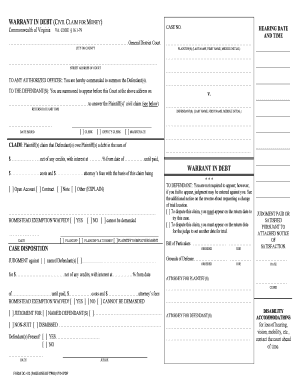 Virginia Warrant in Debt