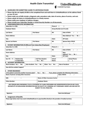 Health Claim Transmittal Form