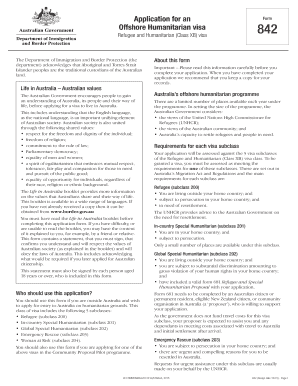 Offshore Humanitarian Visa 842 Application