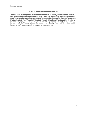 PISA Financial Literacy Sample Items