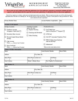 Wright-Patt Credit Union Membership Application