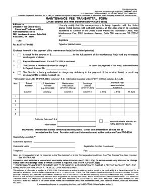 USPTO Maintenance Fee Transmittal Form