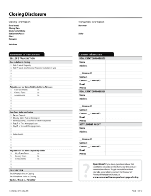 Closing Disclosure Form