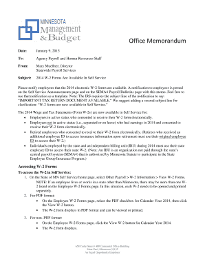 2014 W-2 Form Availability Notice