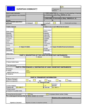 EU Cash Declaration Form