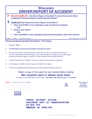 Wisconsin Driver Report of Accident