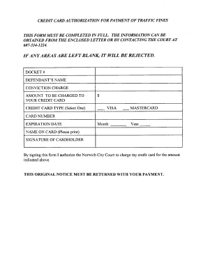 Credit Card Authorization for Traffic Fines