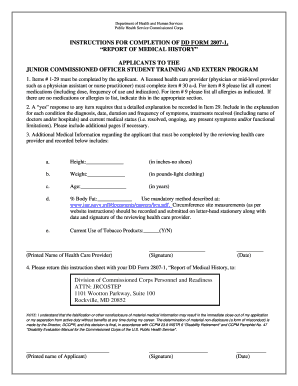 DD Form 2807-1 Report of Medical History