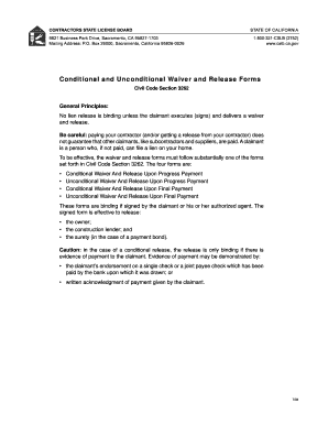 California Conditional and Unconditional Waiver and Release Forms